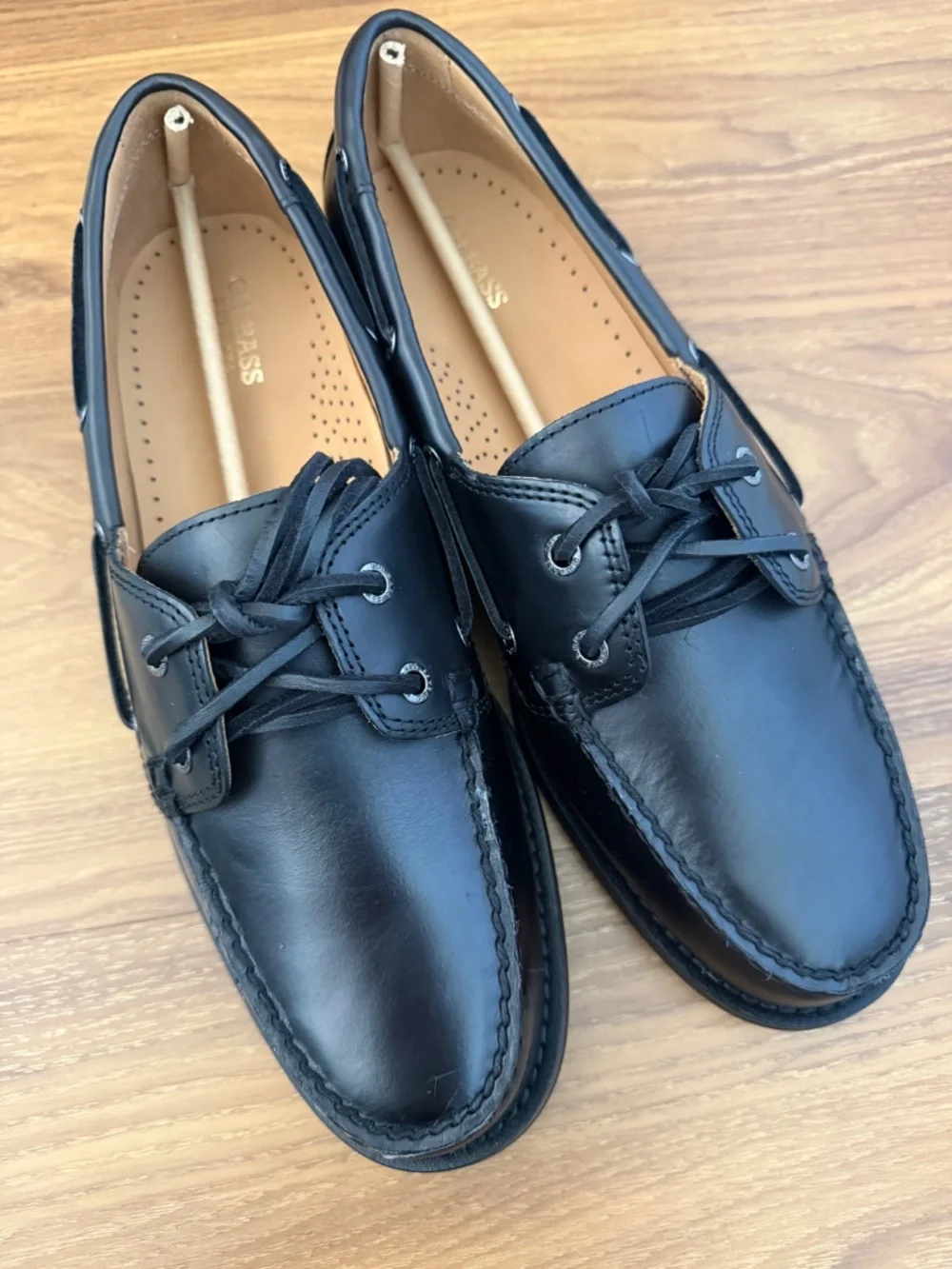 G.H. Bass Regatta Boat Shoes Black Leather Men’s Size 10.5 NIB New in Box